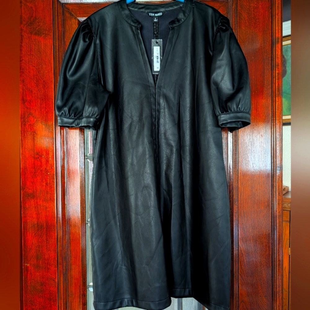Steve Madden Black Faux Leather Mini Dress (Or Tunic)